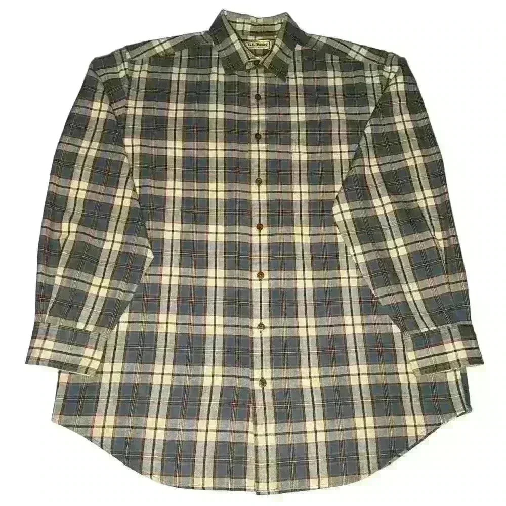 LL Bean plaid Vintage Scotch long sleeve collared Shirt Men size Tall Large - Picture 2 of 4